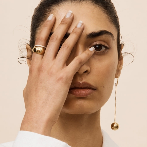 Bagatiba Jewelry - Bagatiba Small Orb Ring Gold Plated, Size 8